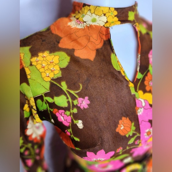 Vintage 60’s-70’s retro mod flower belted maxi dress - Picture 14 of 14